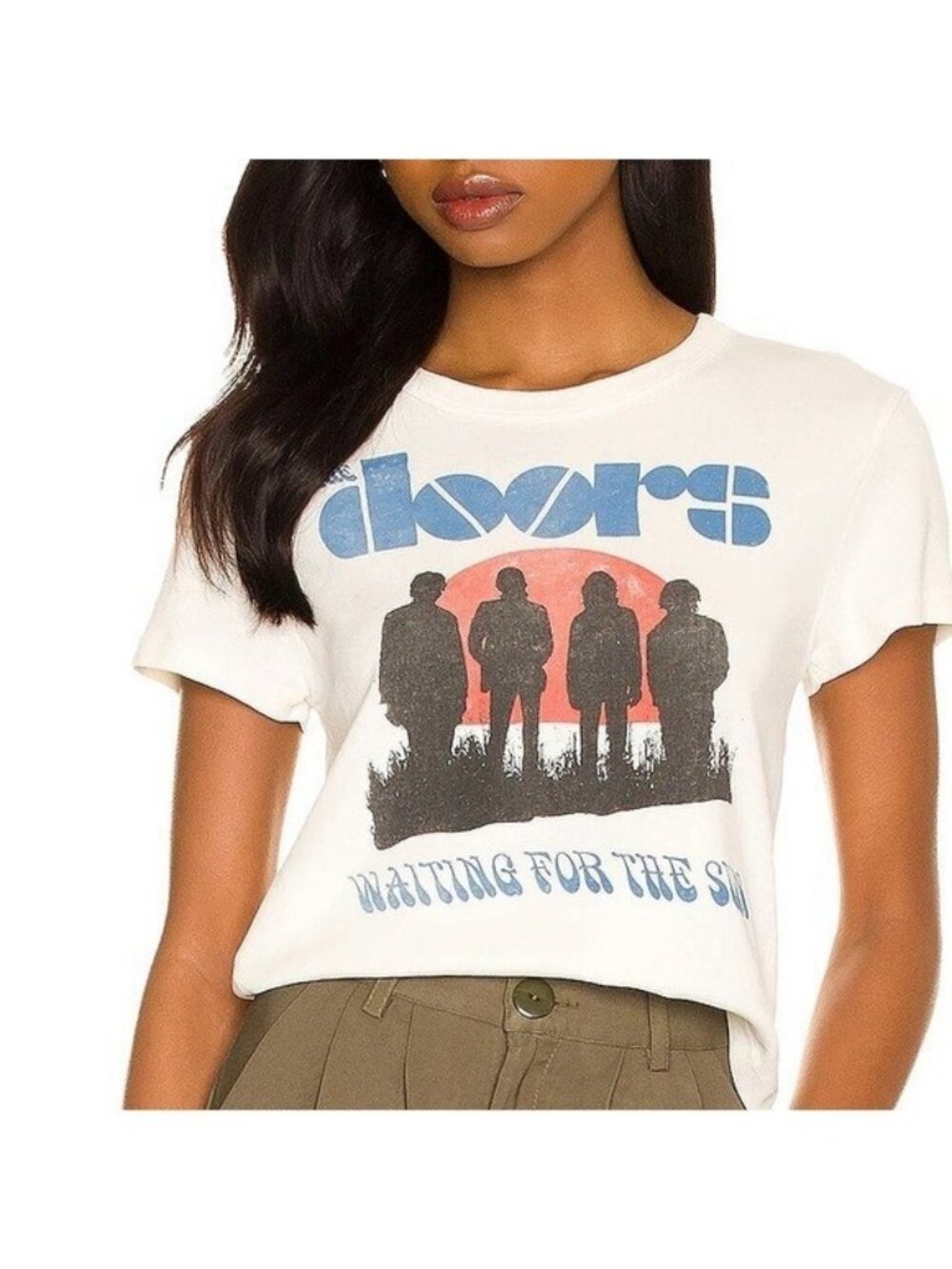 Daydreamer Womens T Shirt The Doors Waiting For The Sun Shrunken Tee Ivory 2X